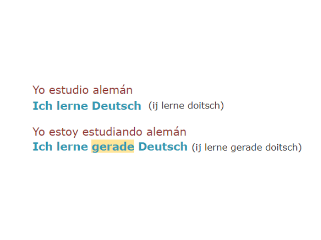 Conjugación del presente continuo en verbos en alemán