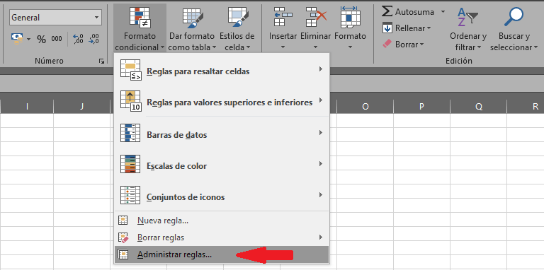 Excel configuración de colores automáticos: administrar reglas