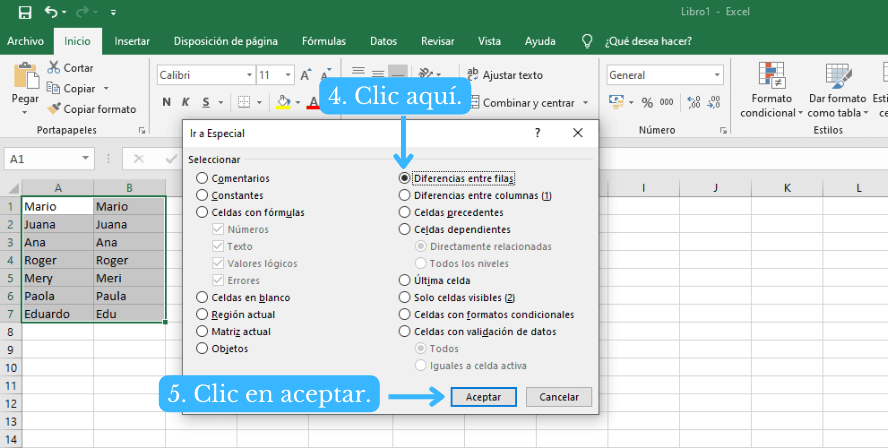 Diferencias entre filas en Excel