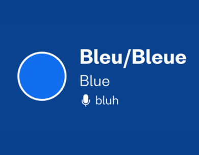 ¿Cómo se escriben los colores derivados del azul en francés?