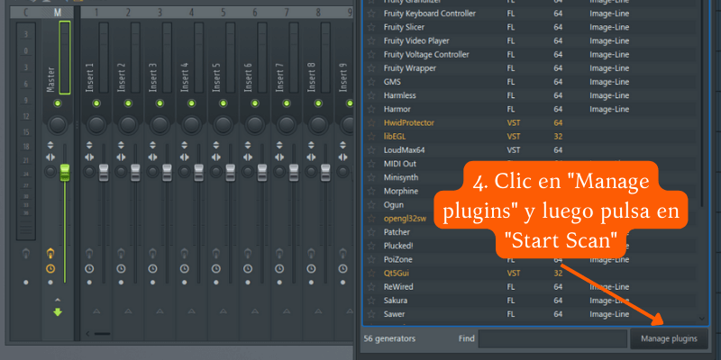En FL Studio entra a manage plugins